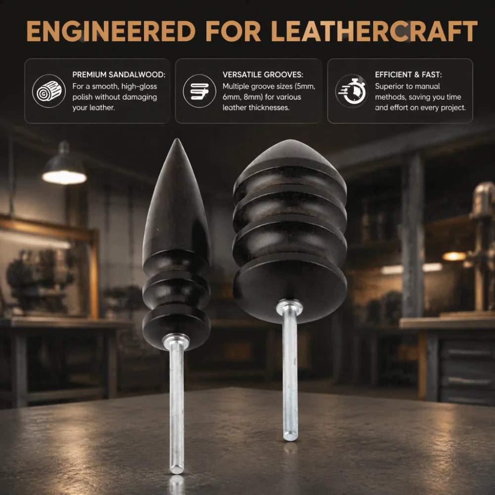 Sandalwood Leather Edge Burnisher Set – 2 Style Bits