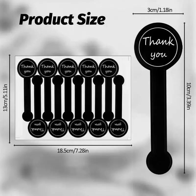 200PCS Thank You Stickers – Black Pudding Baked Puff Design Decorative Stickers Nixie