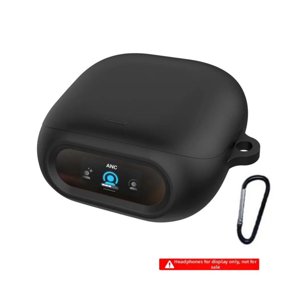 Silicone Case + Carabiner for Anker Soundcore Liberty 5 Pro Earbuds Case Cover Nixie Black