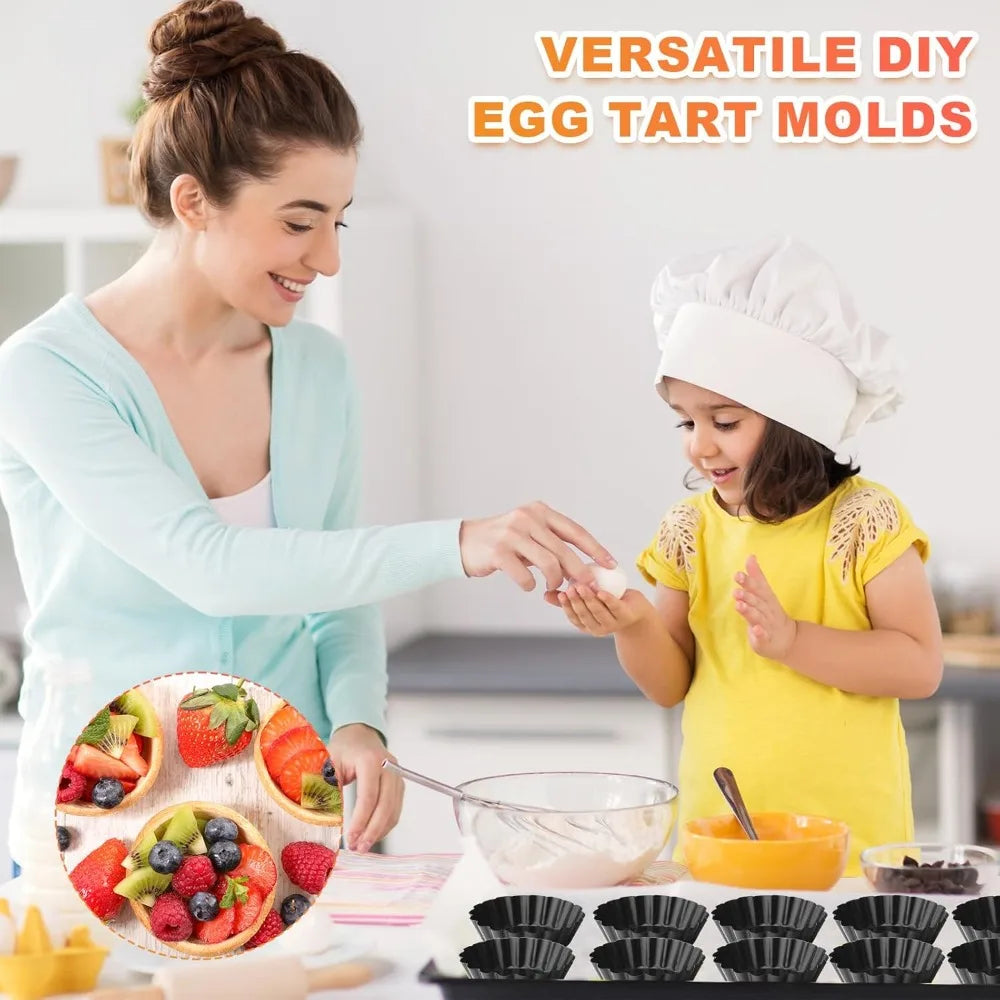 10Pcs Non-Stick Mini Tart Pans with Removable Bottom | FEB.WIND Baking Tart Molds Nixie