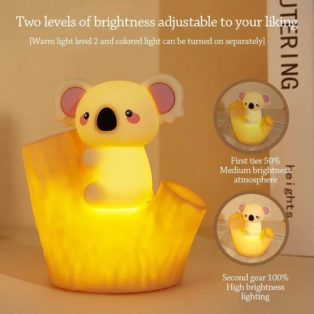 Koala Silicone LED Night Light USB Rechargeable 7-Color Tap LED Night Light Nixie