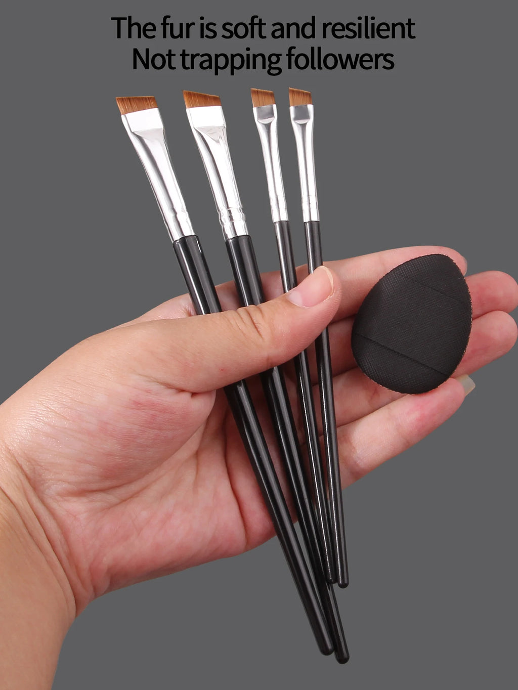 4-Piece Ultra-Fine Eyeliner & Eyebrow Brush Set + Powder Puff Makeup Brush Set Nixie