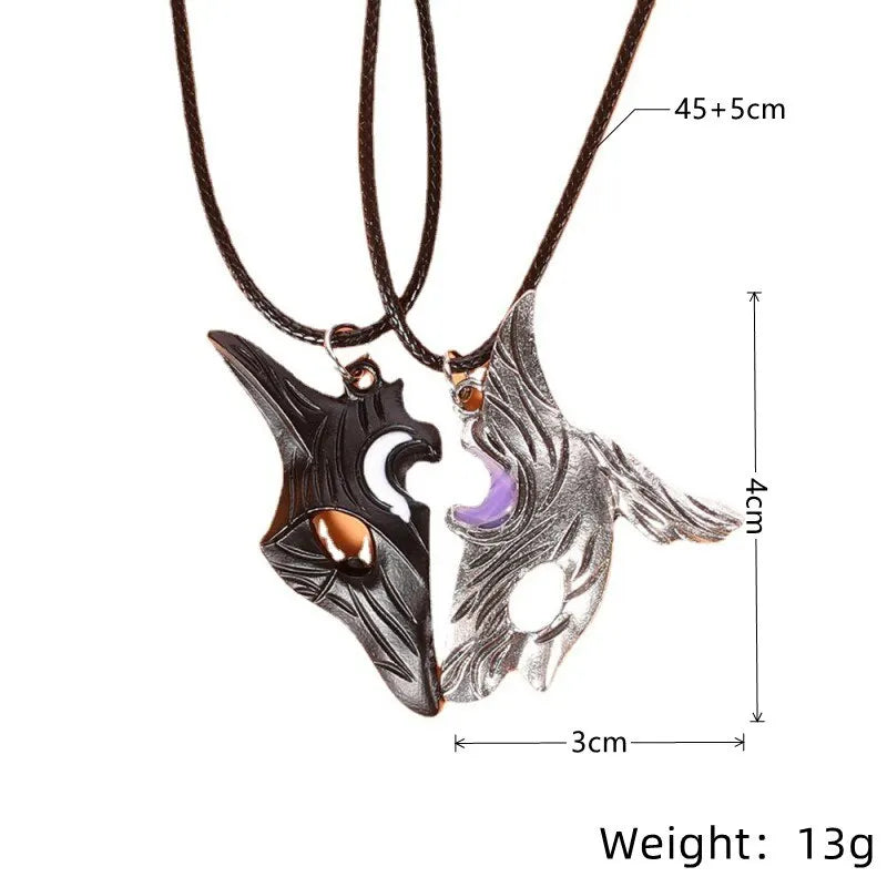 2PCS Antique Silver Couple Necklace – Sheep & Wolf Pendants Couple Pendant Necklace Nixie
