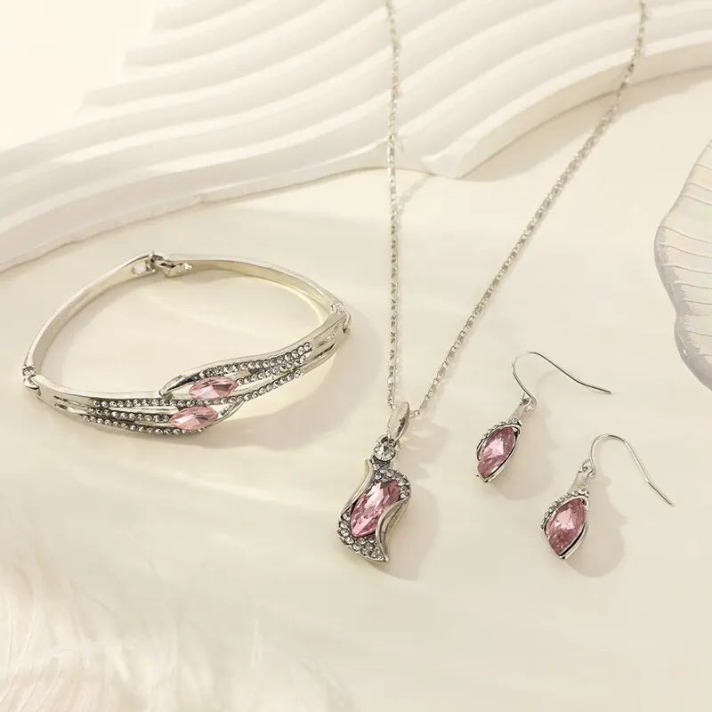 4-Piece Gold-Plated Necklace Bracelet & Earrings Jewelry Set Fashion Jewelry Set Nixie