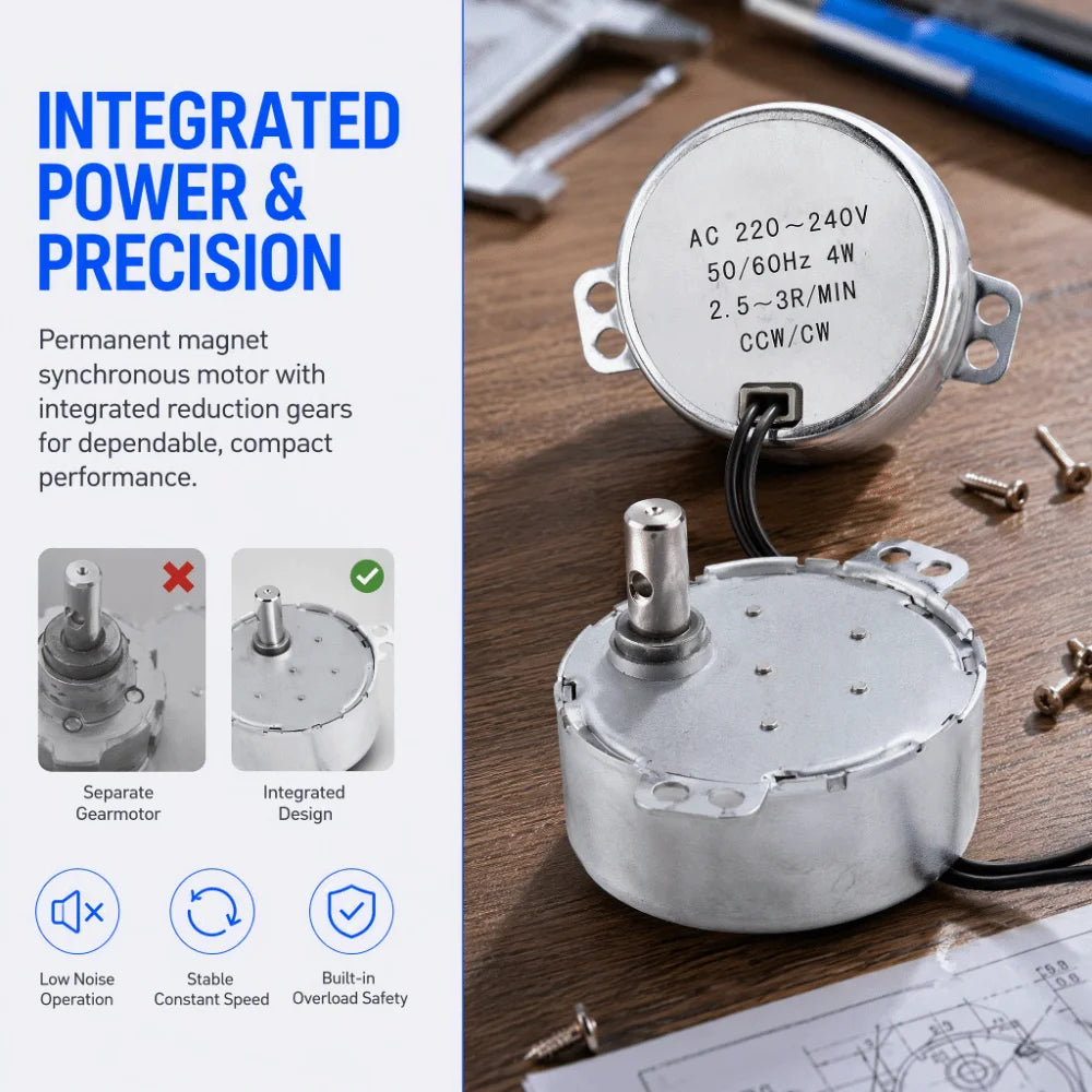 AC Synchronous Geared Motor 4W 220-240V CW/CCW 8-10RPM Synchronous Geared Motor Nixie