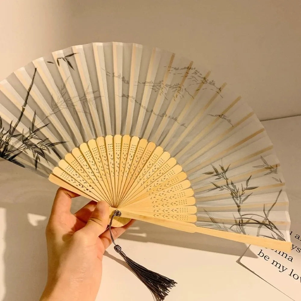 Vintage Chinese Japanese Folding Fan – Colorful Silk & Plastic