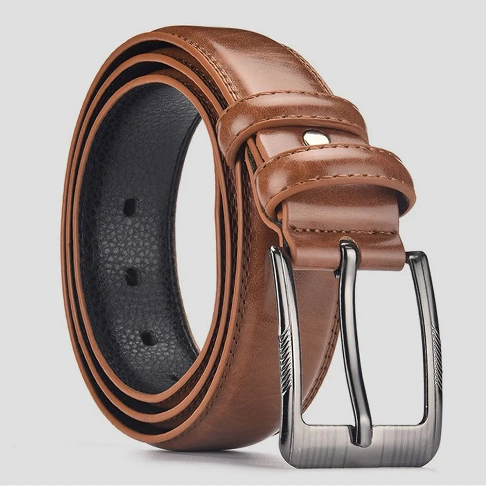 Retro PU Leather Men's Belt – Adjustable Metal Pin Buckle