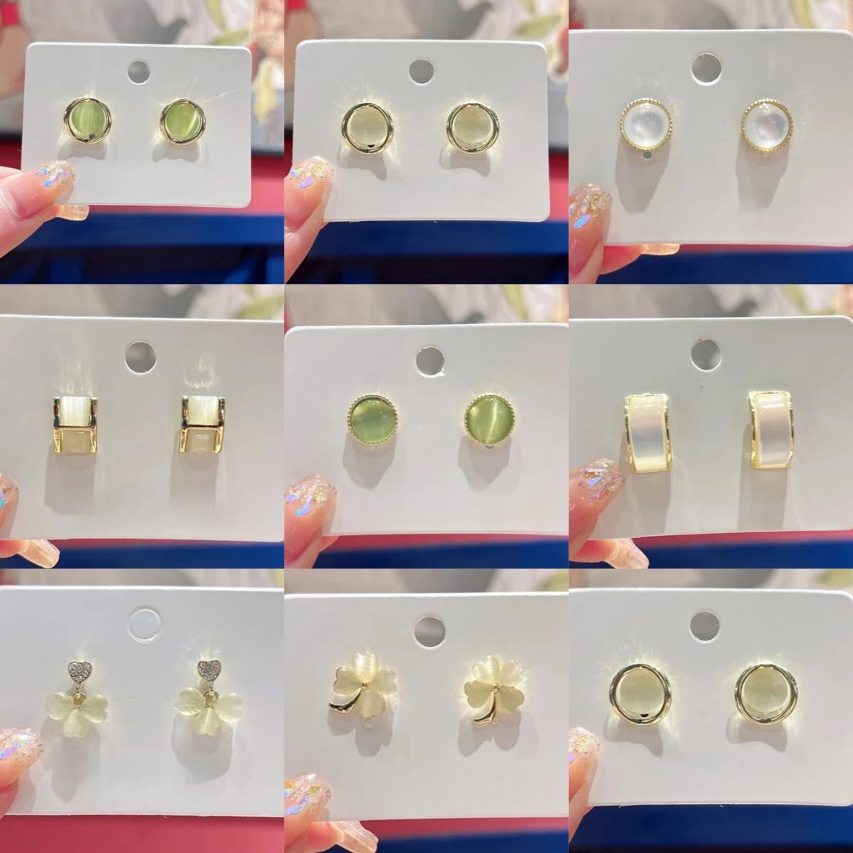 Cat's Eye Stone Stud Earrings – Minimalist Luxury Style Stud Earrings Nixie