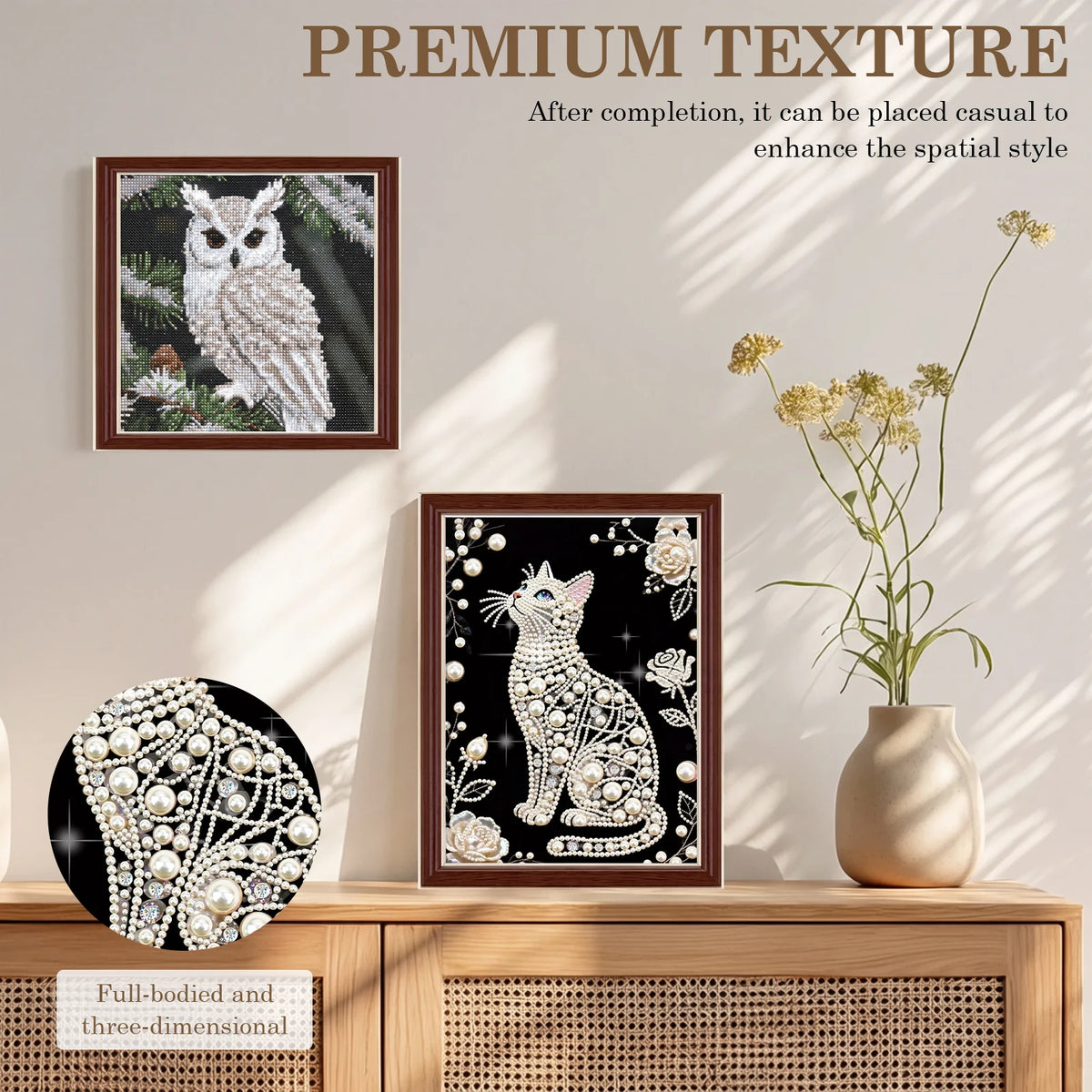 Owl & Cat Faux Pearl Diamond Painting Kit – DIY Wall Art Set Diamond Painting Kit Nixie