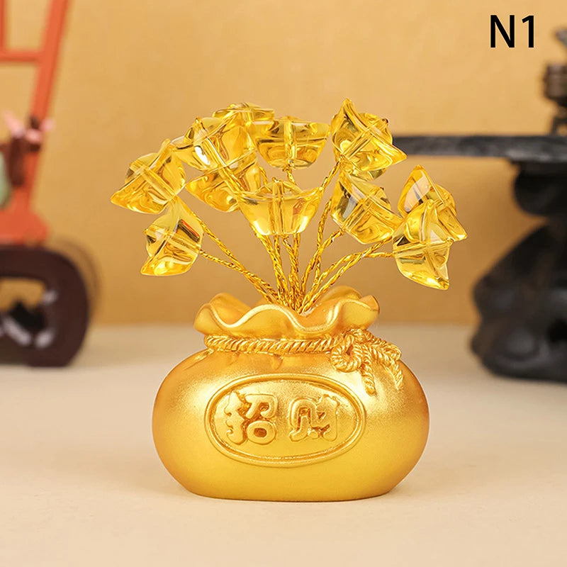 Feng Shui Money Tree Lucky Fortune Miniature Resin Ornament Decorative Figurine Nixie 1