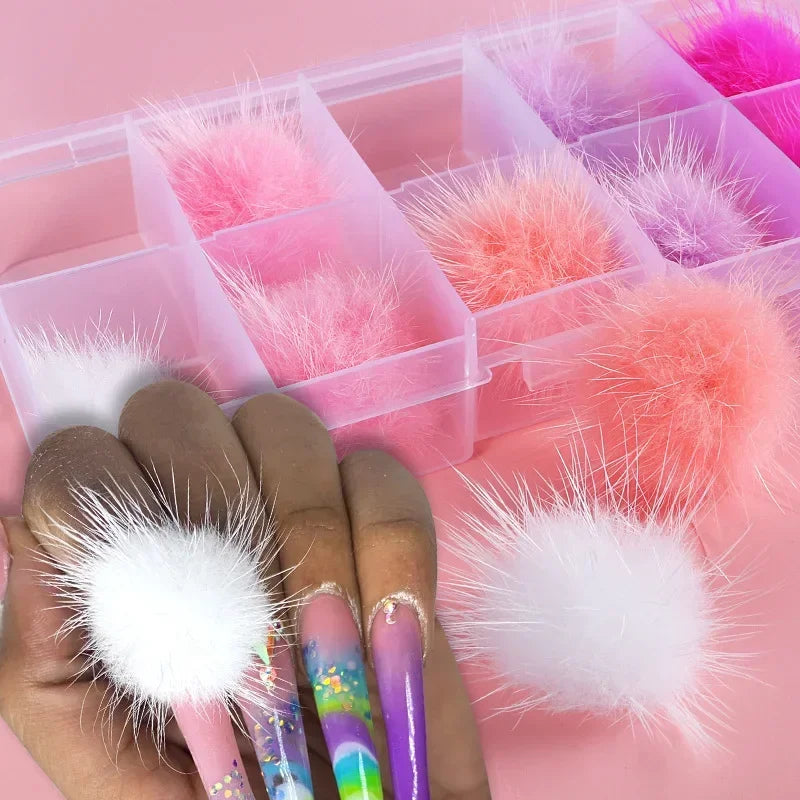 10Pc Fluffy Pom Pom Nail Art Decorations – Magnetic Manicure Nail Art Decoration Nixie