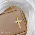 Women's Gold Cross Pendant Necklace – Stainless Steel & Zircon Cross Pendant Necklace Nixie XL2606-582
