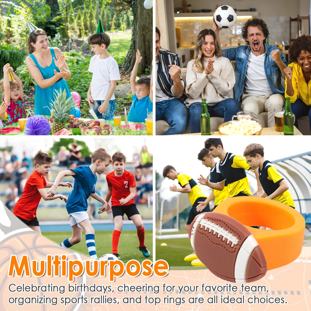 60 Pcs Sports Cupcake Topper Rings – Football, Basketball & Rugby Cupcake Topper Rings Nixie