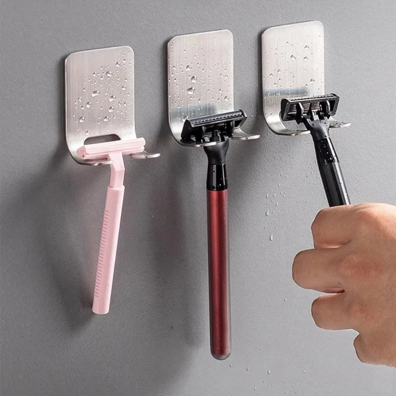 2-Pack Stainless Steel Razor Holder Bathroom Wall Hook Organizer Bathroom Hook Organizer Nixie