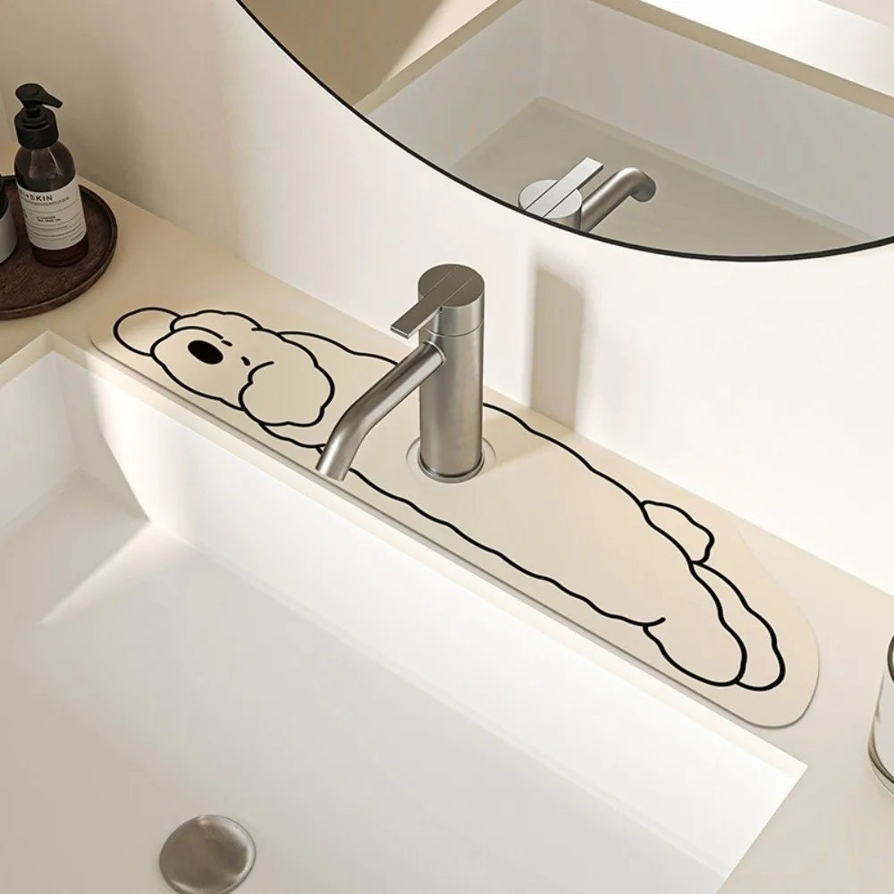 Cartoon Puppy Diatom Mud Faucet Draining Mat | Sink Mat Sink Draining Mat Nixie 4