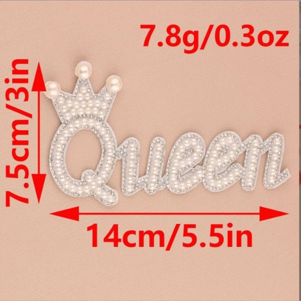 Pearl Rhinestone Letter Patches – Adhesive Non-Woven Appliqué Craft Letter Patches Nixie