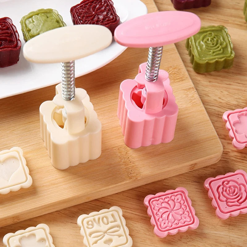 5-Piece Mooncake Mold Set | Hand Press Pastry Baking Stamps Pastry Baking Mold Nixie