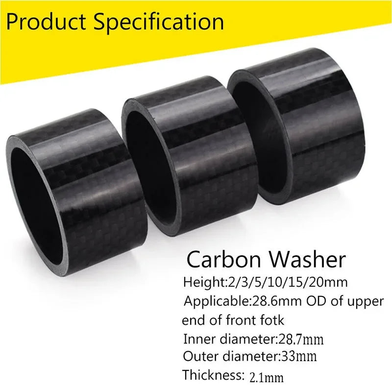 BUCKLOS 11pc Carbon Fiber Bike Stem Spacers 1-1/8" MTB Road Bike Stem Spacers Nixie
