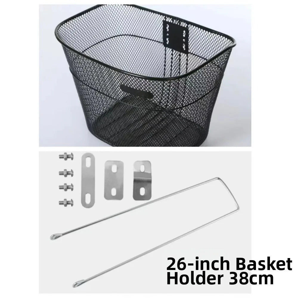 Metal Adjustable Bicycle Basket – Large Front & Rear Bike Basket Bicycle Basket Nixie Black with Support