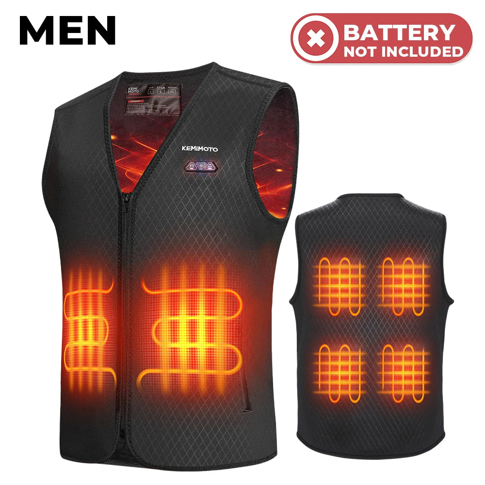 KEMIMOTO USB Electric Heated Vest – 6-Zone, Men & Women Electric Heated Vest Nixie Black-Men XXXL