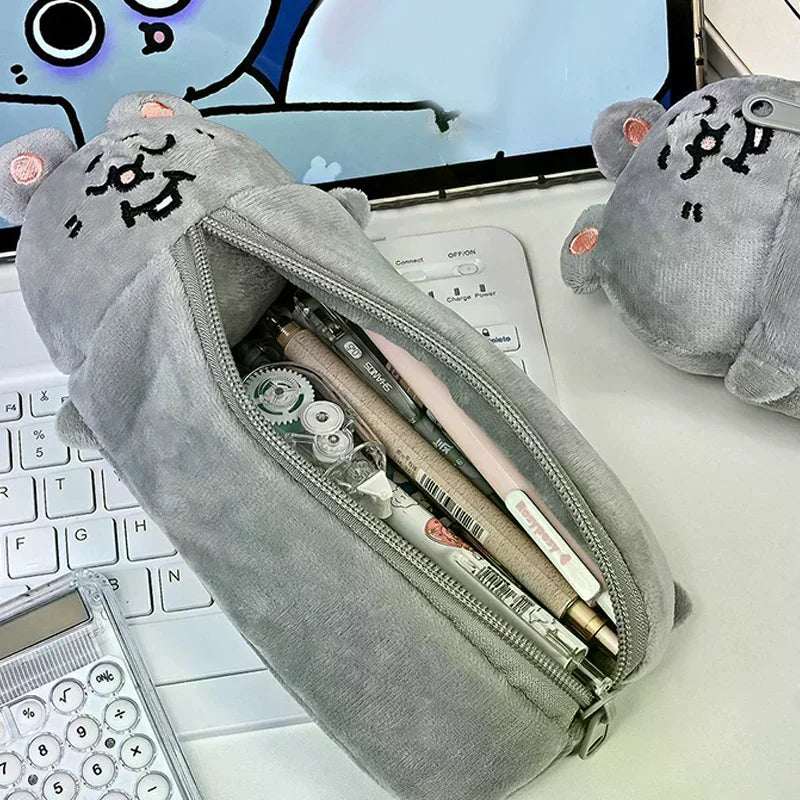 Cute Mouse Plush Pencil Case – Large Capacity Stationery Bag Plush Pencil Case Nixie