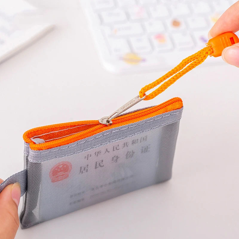 Mini Mesh Zipper Bag – Nylon Card, Coin & Pouch Organizer
