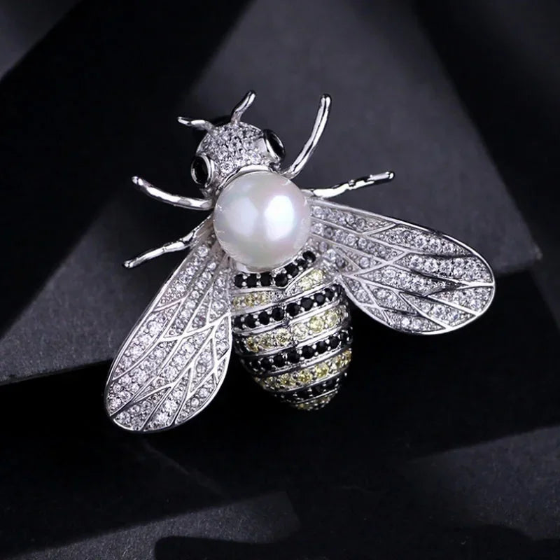 Little Bee Pearl Enamel Brooch Pin – 3D Zinc Alloy Insect Lapel Enamel Brooch Pin Nixie