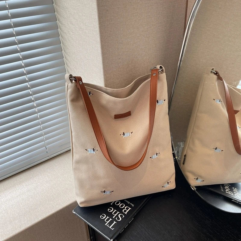 Japanese Style Canvas Tote Bag – Women's Shoulder & Crossbody Canvas Tote Bag Nixie