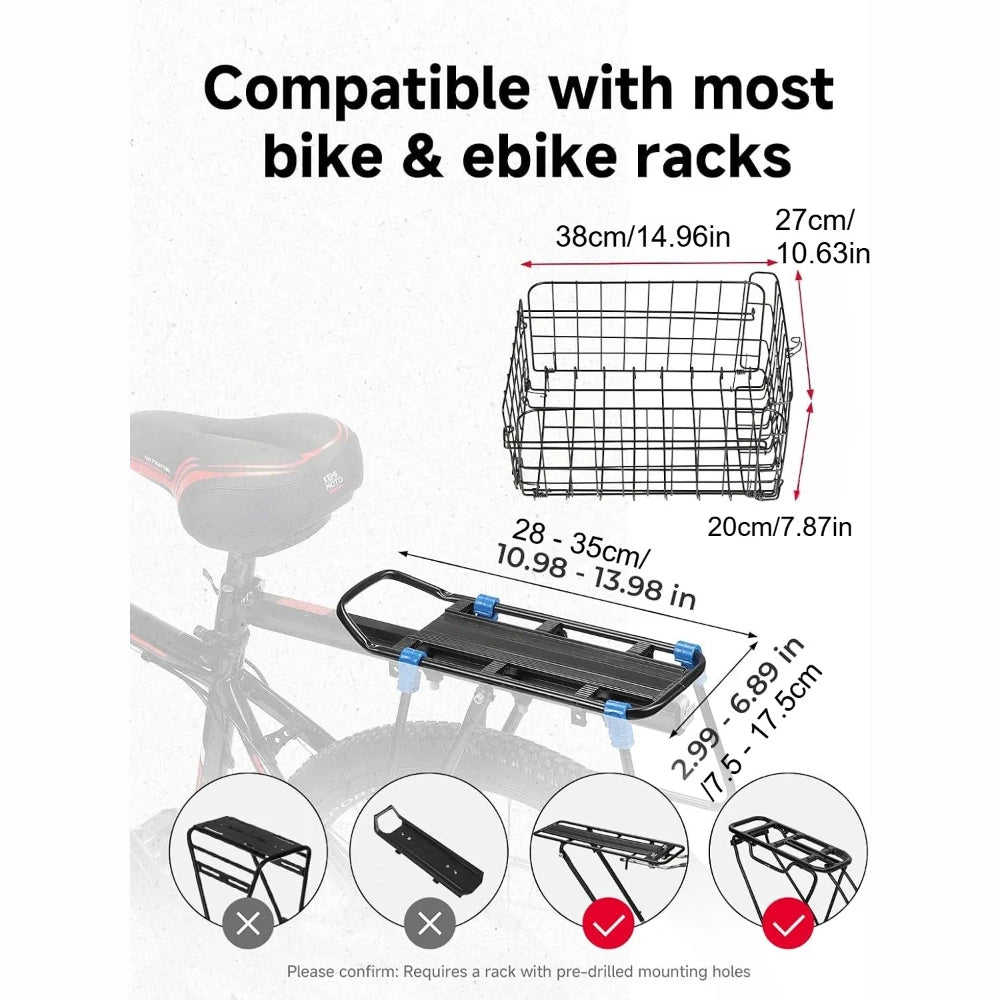 KEMITOUR Foldable Bike Rear Rack Pet Carrier Bag for Dogs & Cats Bicycle Pet Carrier Nixie