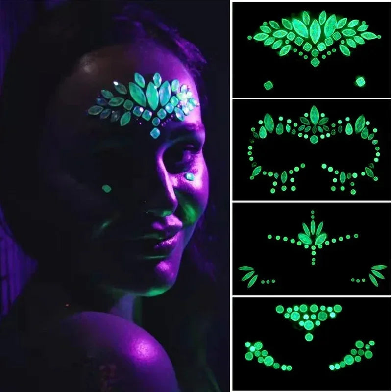 Luminous Crystal Diamond Face Stickers – EDM & Halloween Party Face & Body Sticker Nixie