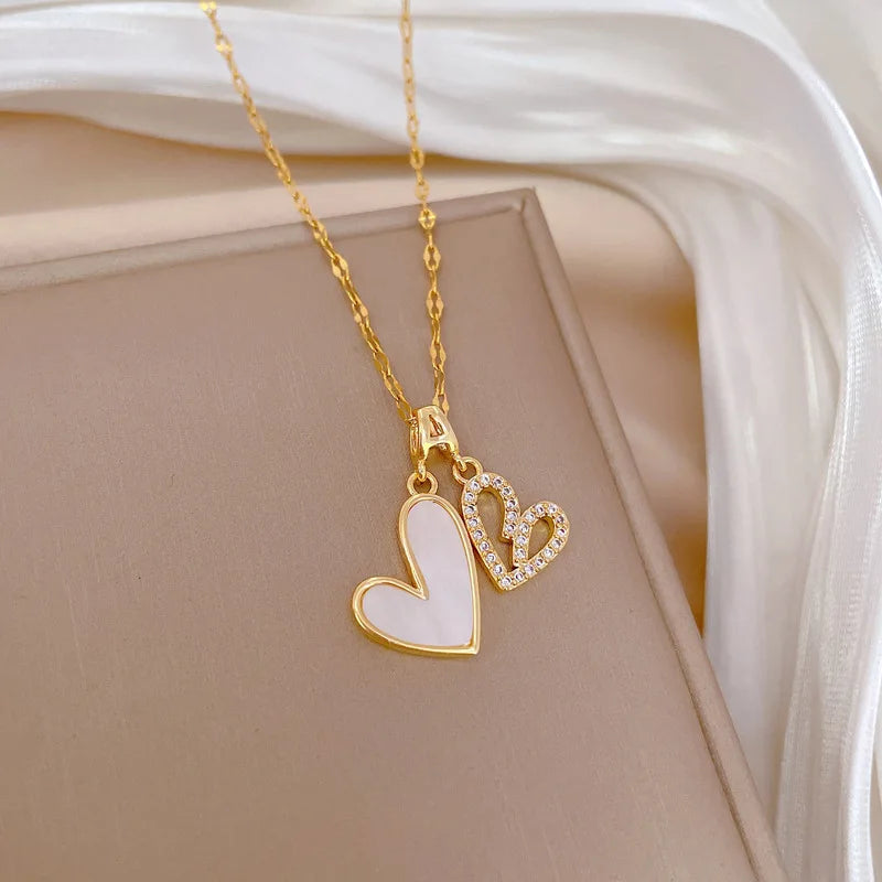 Luxury Heart Pendant Necklace – Gold Stainless Steel Choker Pendant Necklace Nixie