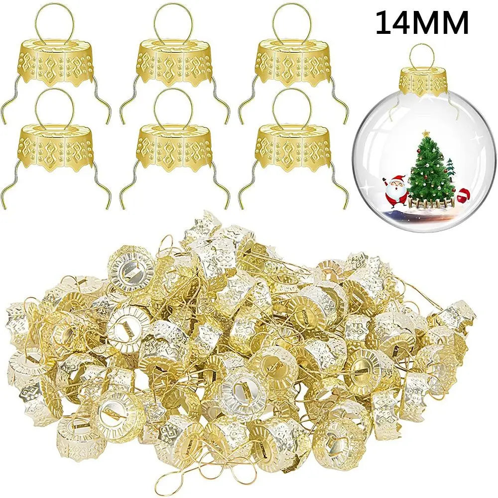 50PCS Aluminium Christmas Ball Caps Gold Silver DIY Ornaments Christmas Ornament Caps Nixie gold-50PCS