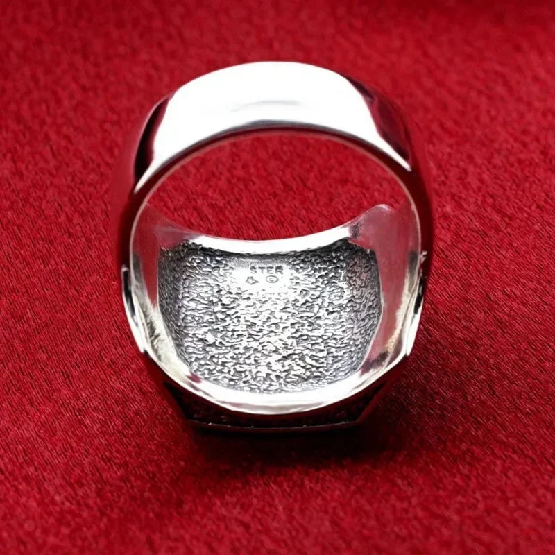 Southwestern Turquoise Wolf Silver Ring – Sizes 6–10 Cocktail Ring Nixie