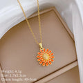 Sunflower Pendant Necklace Gold Stainless Steel Choker Women Pendant Necklace Nixie XL2606-707