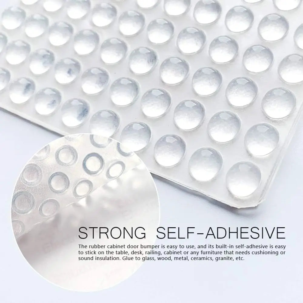 Clear Self-Adhesive Silicone Cabinet Door Bumpers – 100 Pack