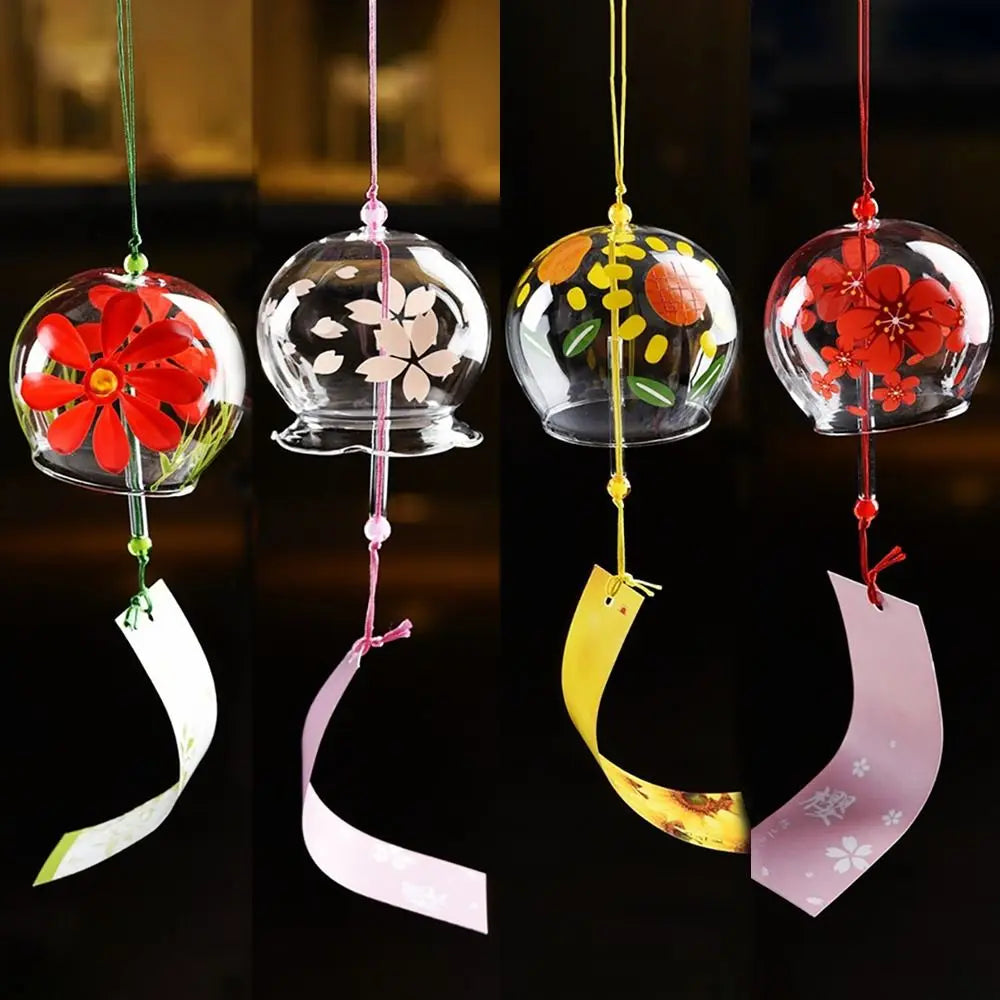 Handmade Glass Wind Chime Kawaii Japanese Style Painted Bell Glass Wind Chime Nixie