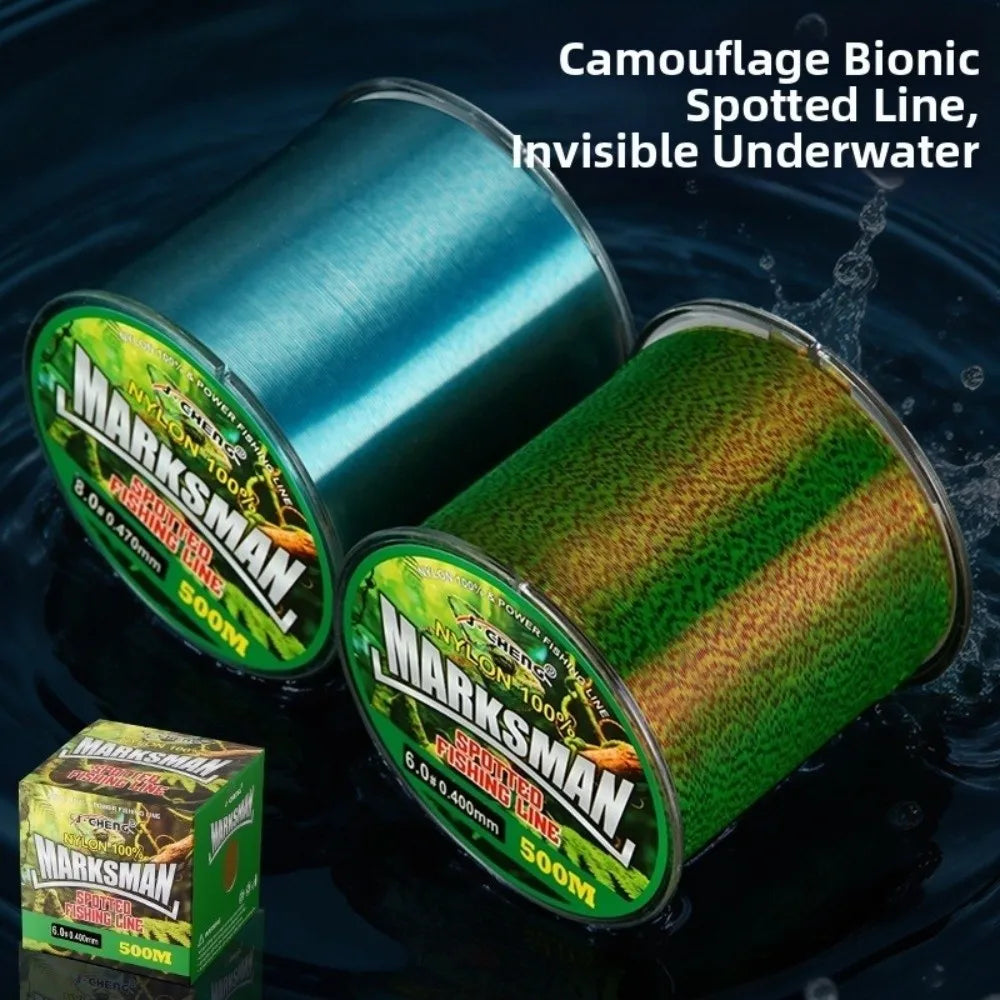 500m Fluorocarbon Coated Fishing Line – 3D Spotted Stealth Design Monofilament Fishing Line Nixie