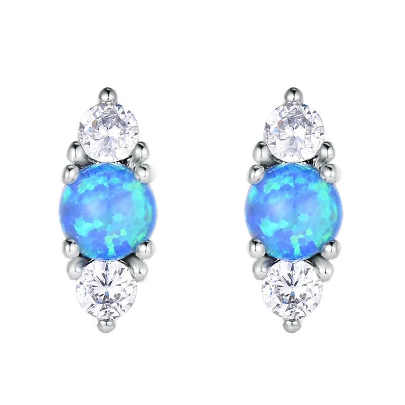 Blue Simulated Opal Drop Earrings | Zinc Alloy Fashion Jewelry Drop Earrings Nixie Blue