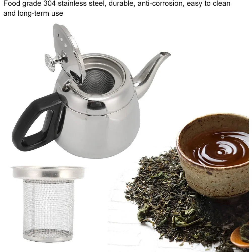 Stainless Steel Teapot 1.2L/1.5L | Loose Leaf Tea Filter Stainless Steel Teapot Nixie
