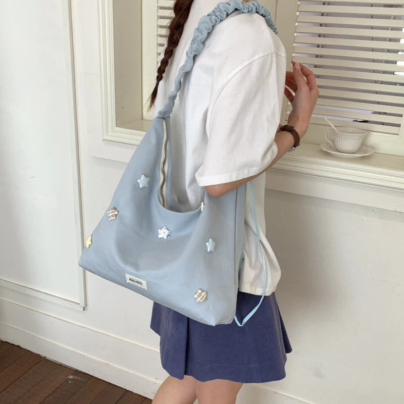 Korean Star Canvas Drawstring Crossbody Shoulder Bag for Women Crossbody Shoulder Bag Nixie