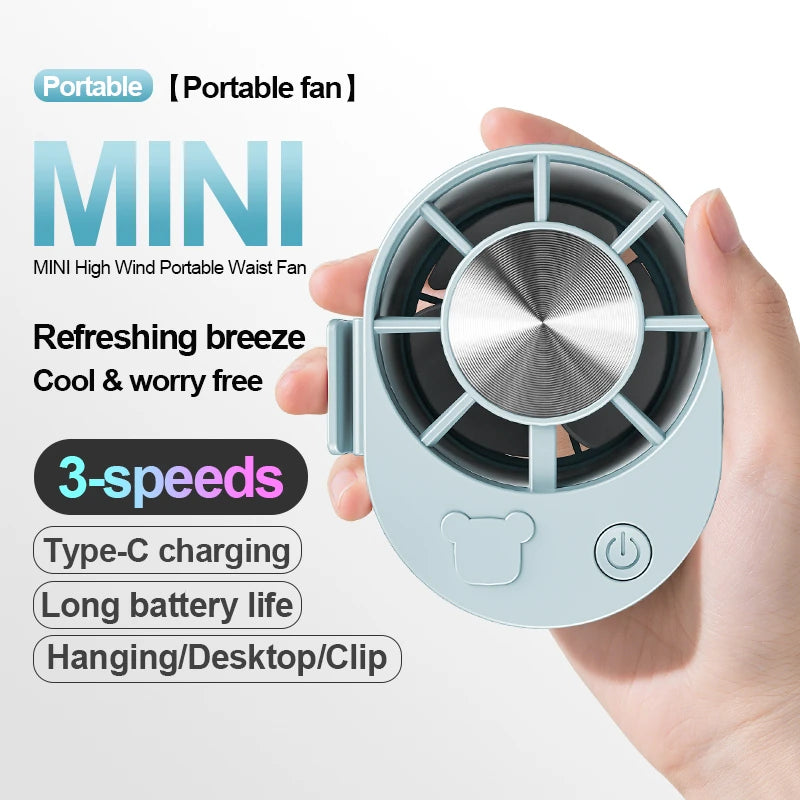 Nixie Hanging Waist Fan USB Rechargeable Portable Mini Fan Portable Waist Fan Nixie