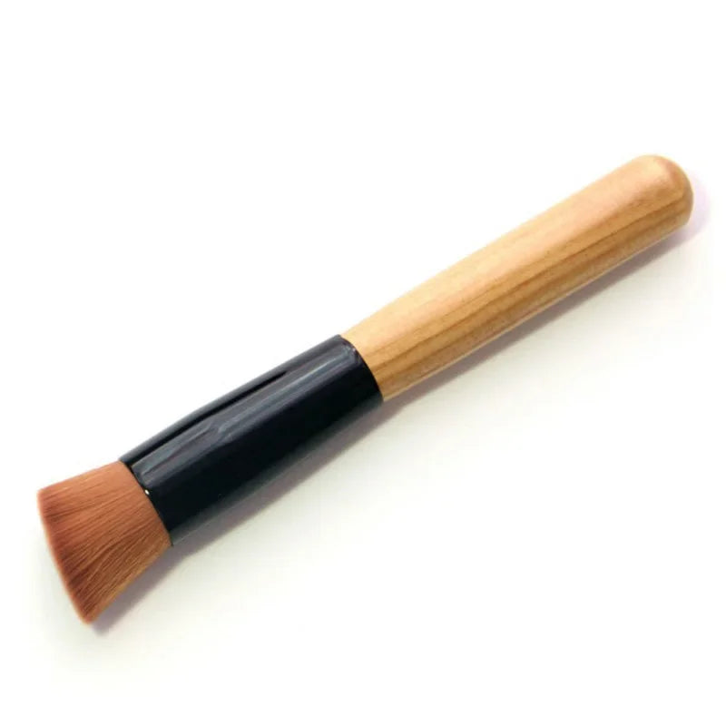 Oblique Head Foundation Powder Makeup Brush – Wood Handle
