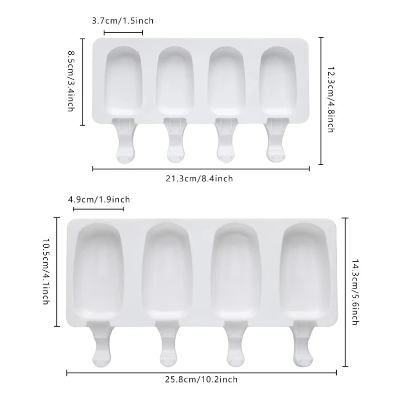 4-Pack Silicone Popsicle Molds with Wooden Sticks | Ice Cream Bar Popsicle Mold Set Nixie