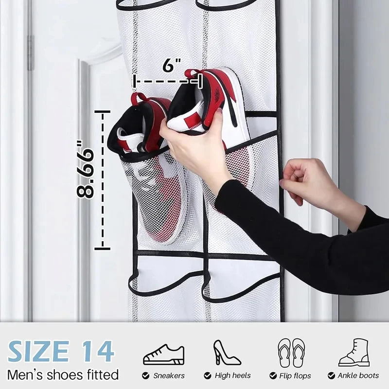 12-Pocket Door Hanging Shoe Organizer with Mesh Pockets Door Shoe Organizer Nixie