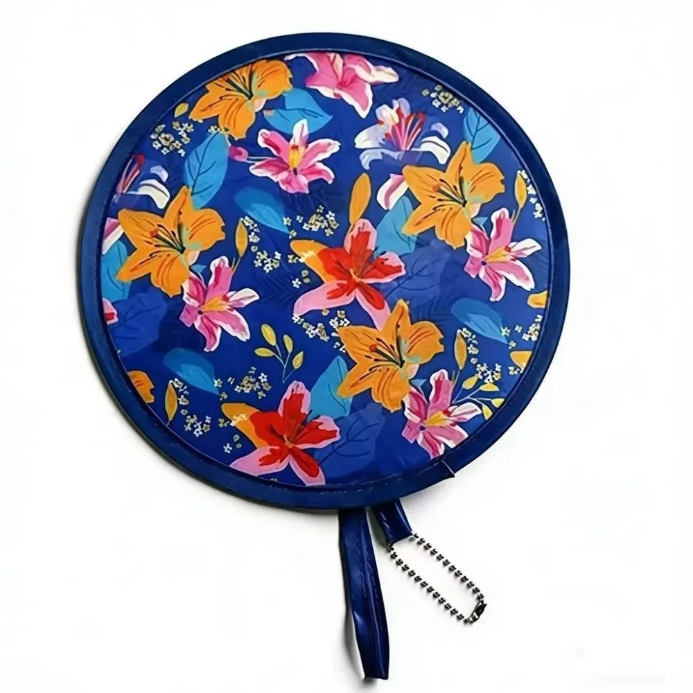 Round Foldable Handheld Fan with Storage Bag – 8 Styles