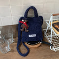 Women's Plush Mini Crossbody Bag | Korean Style Cute Shoulder Bag Plush Crossbody Bag Nixie Dark Blue