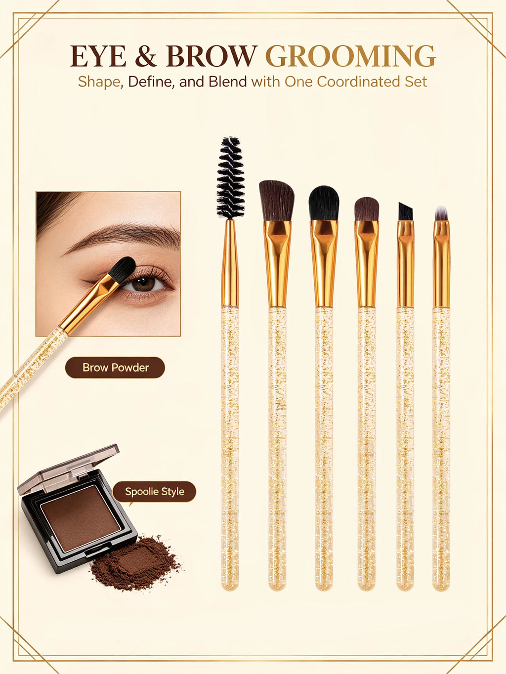 8-Piece Makeup Brush Set – Eye, Brow, Liner & Sponge Puff Makeup Brush Set Nixie
