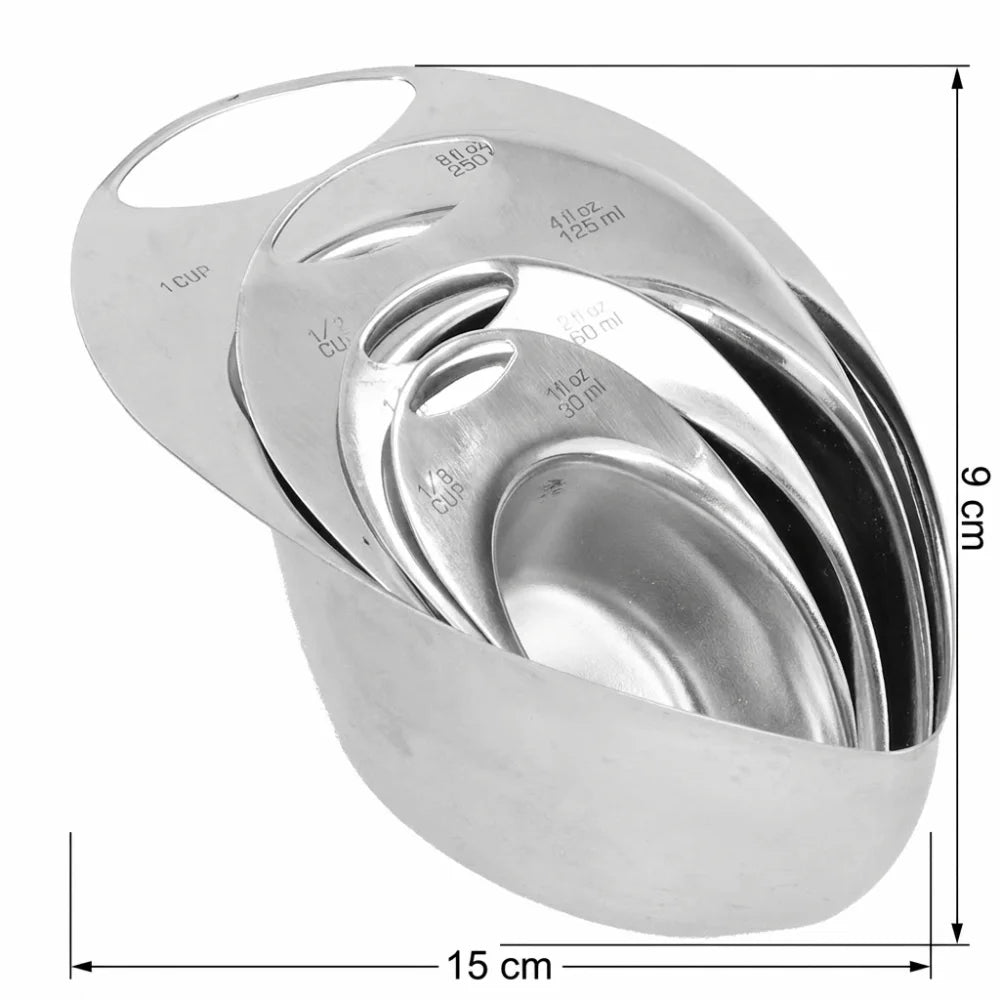 4-Piece Stainless Steel Measuring Cup Set – Mirror Polished Measuring Cup Set Nixie