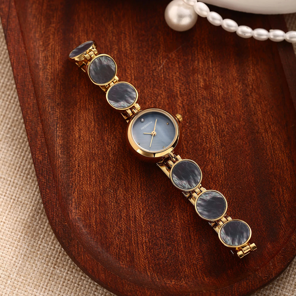 REBIRTH Women's Quartz Watch | Mother-of-Pearl & Diamond Dial Women's Quartz Watch Nixie