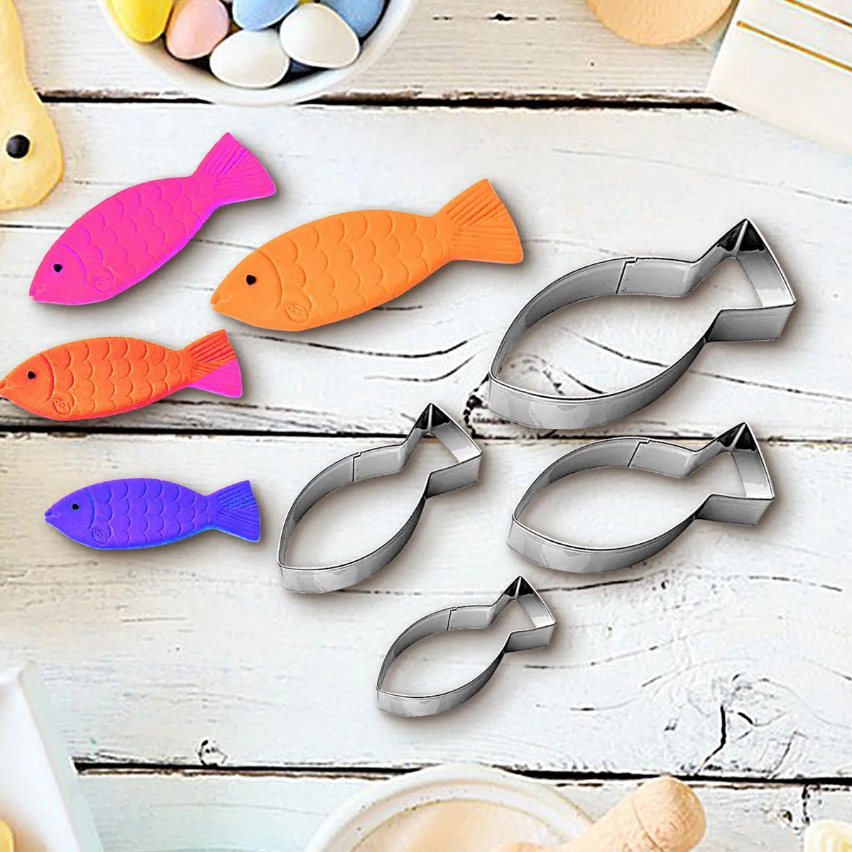 4 PCS Fish Cookie Cutters – Stainless Steel Baking Molds